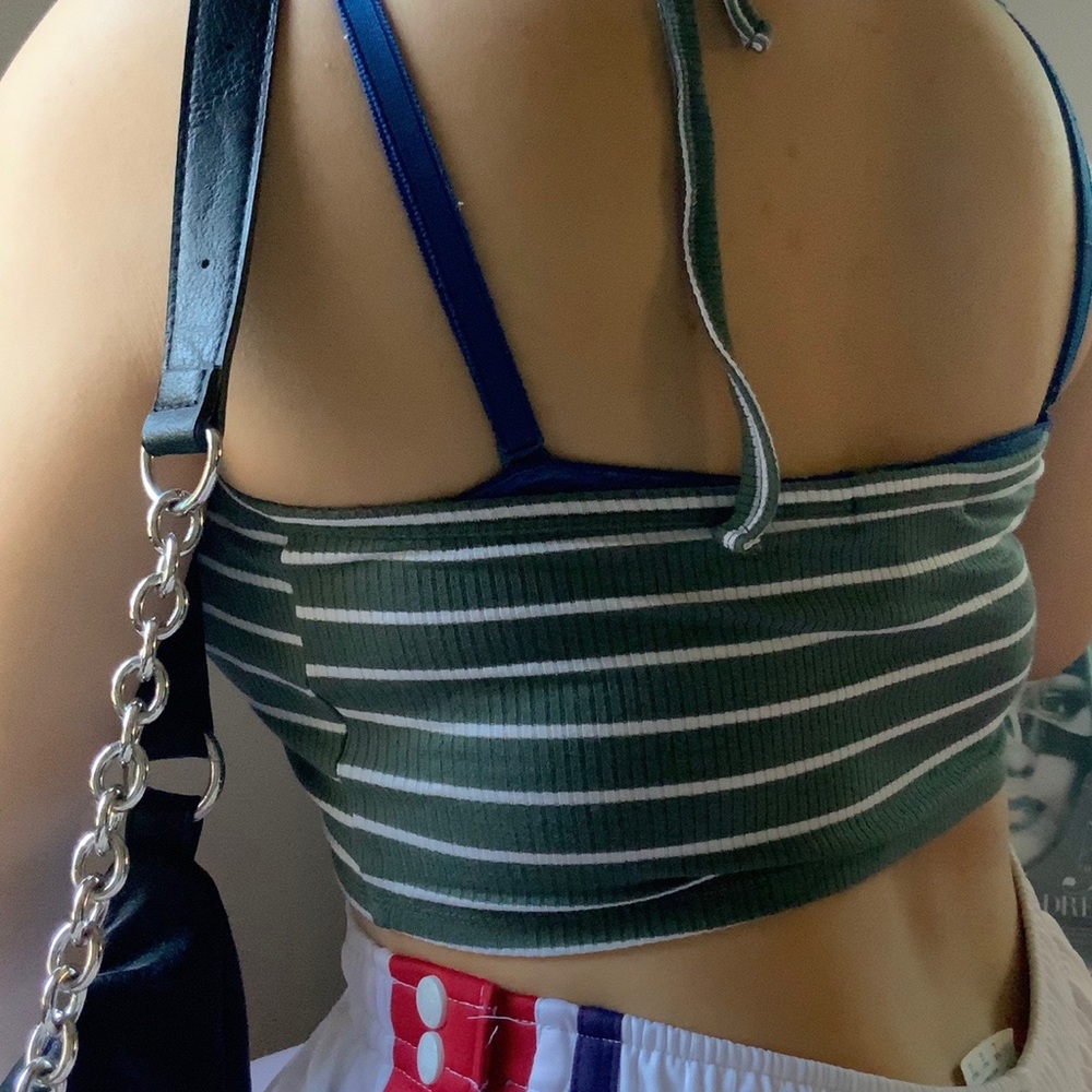 Green Striped Halter Top - Picture 2 of 4
